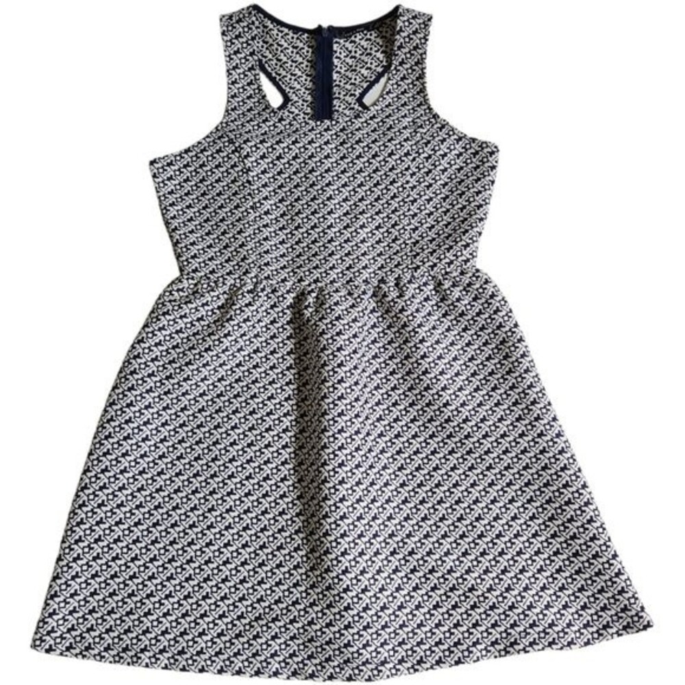 Doe & Rae navy white Jacquard dress sz L